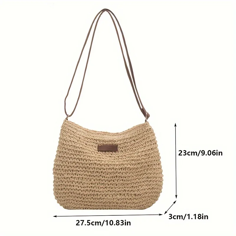 Summer Rattan Crossbody Bags Women Saddle Straw Woven Shoulder Bag Handmade Knitted Lady Small Handbags - Image 3