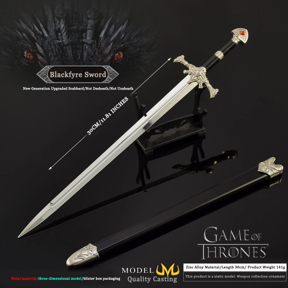 Shadowflame Darksteel Spada 30 cm interamente in metallo con guaina Guardiani dei troni Display per armi da collezione