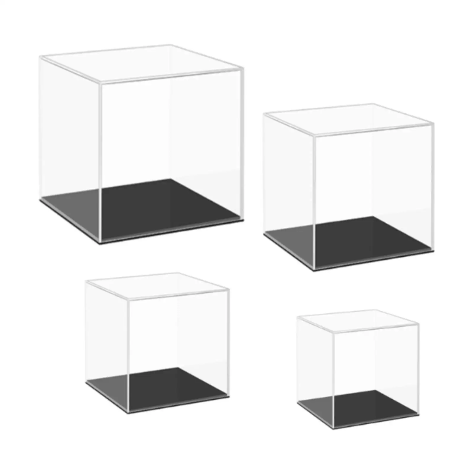 4x Transparent Acrylic Box Protection Flip Display Box Dolls Action Figures