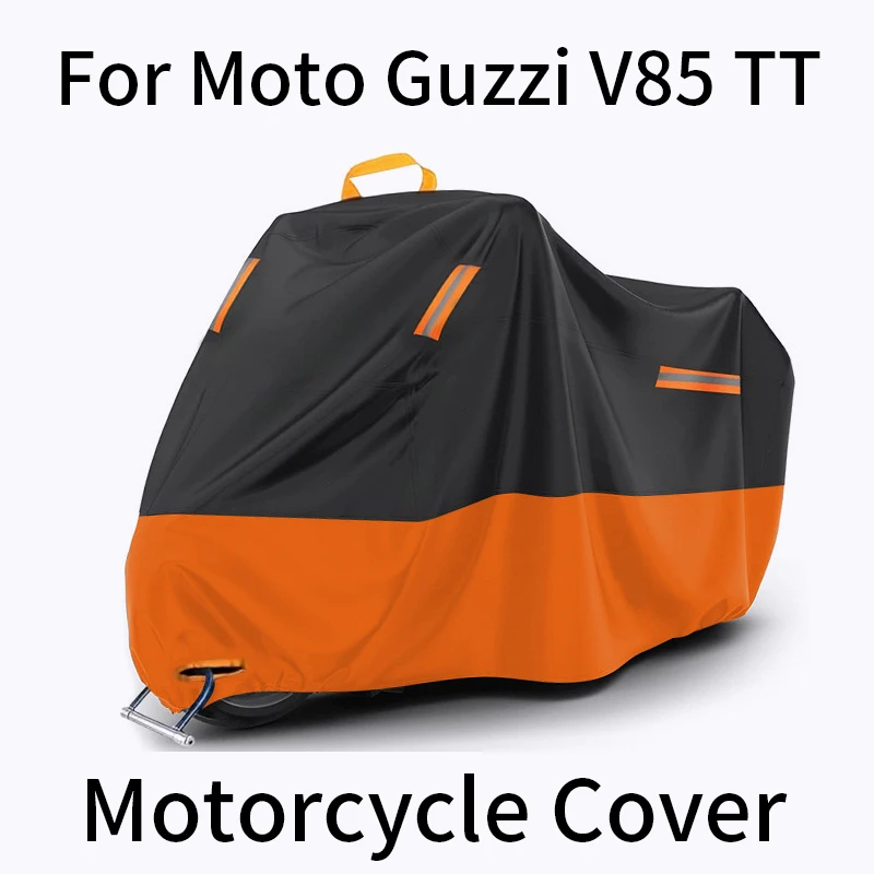 

Для Moto Guzzi V85 TT, водонепроницаемый УФ-пылезащитный чехол для мотоцикла со светоотражающими полосками, отверстиями для замка и сумкой для хранения