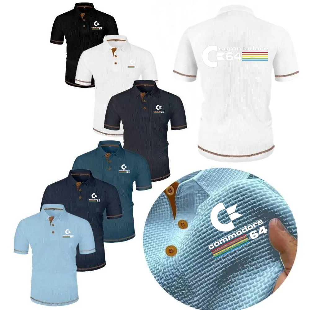 Commodore 64 Polo Shirt Summer Ice Silk Tshirt Comfortable Versatile Tee Tops Fashion Casual Youth C64 Amiga Computer Streetwear