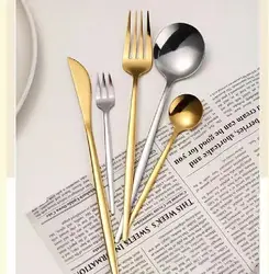 Kitchen Tableware Silverware Sets Stainless Steel Dinner Gold Dinnerware Set Fork Coffee Spoon