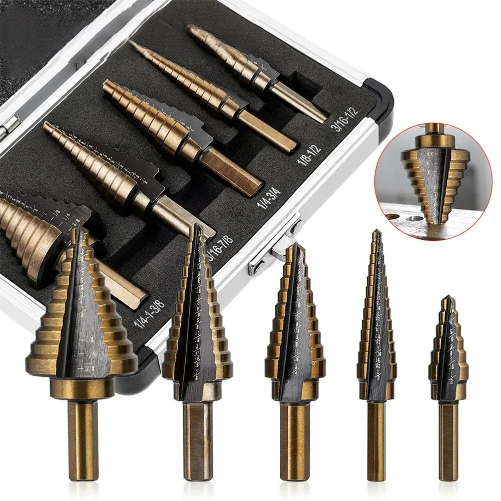 

HSS 4241 Cobalt Multiple Hole 50 Sizes Step Drill Set Tools Aluminum Case Metal Drilling Tool for Metal Wood Step Cone Drill Bit