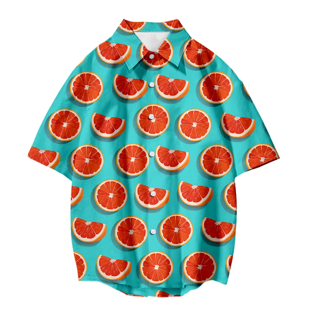 

Summer Beach Style Printed Shirt Slim Fit Short Sleeve Soft Luster Fruit Series New Arrival Men's Casual Shirt