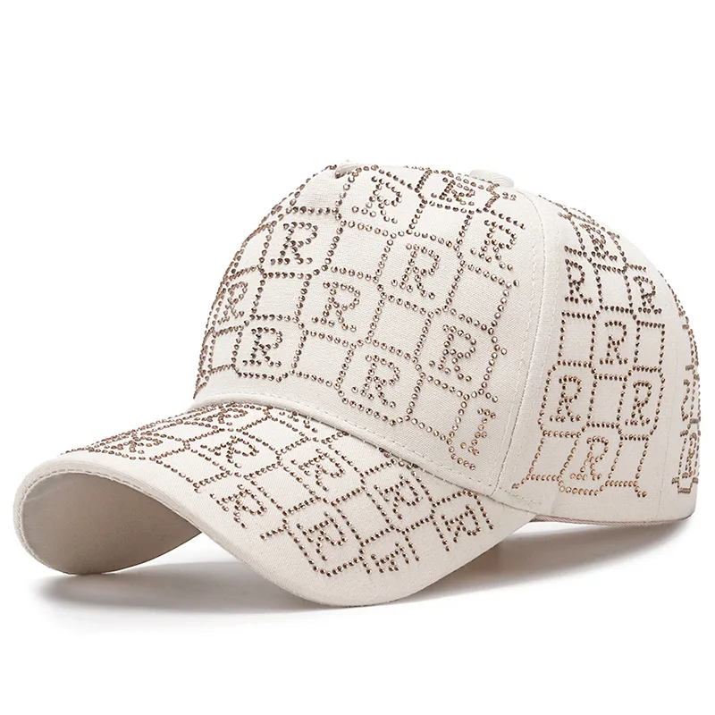 2024 Women\'s Fashion Rhinestone Letters Baseball Cap Sunscreen Sun-shading Duck Tongue Cap Street Shopping Leisure Rebound Cap