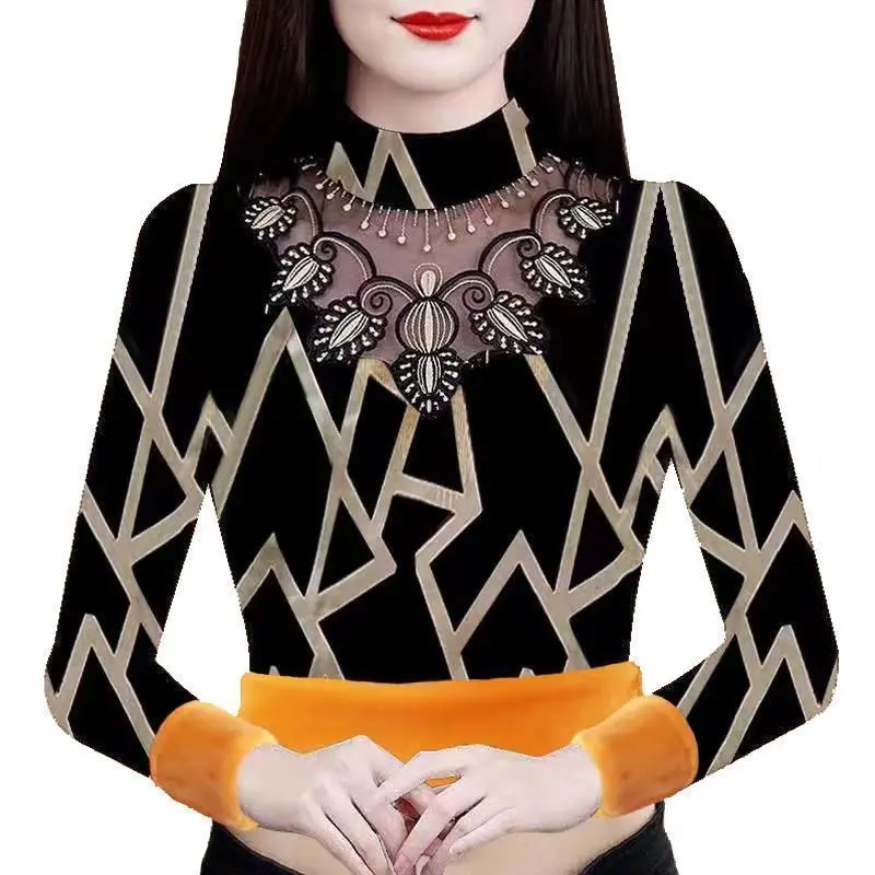 

Бархатная утолщенная бархатная базовая рубашка Silver Fox, женская осенне-зимняя новая тонкая и универсальная толстовка с длинными рукавами, теплый топ