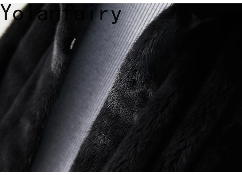 YOLANFAIRY Echt Bont Jas Vrouw Natuurlijke Hele Nertsen Bontjas Vrouwen Kleding Herfst Winter Mid-lengte Capuchon Bontjassen outwears