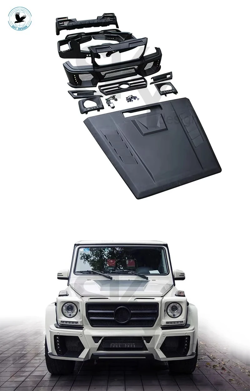 G Class W463 Bumper Wheel Arches WD Style Body Kit for MERCEDES W463 G350d G400 G500 G55  FRP Bodykit with Hood
