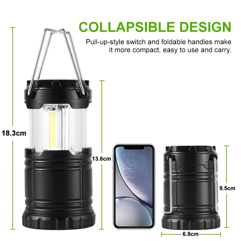 Handle Portable LED Camping Light with Hook COB Outdoor Mini Led Camping Lantern