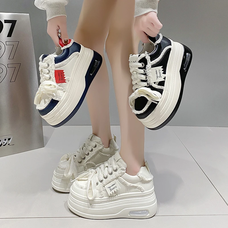 Fashion Autumn Walking Sneakers High Platform Shoes Spring Thick Sole Casual Breathable Women Shoes Chunky Sports Sneakers