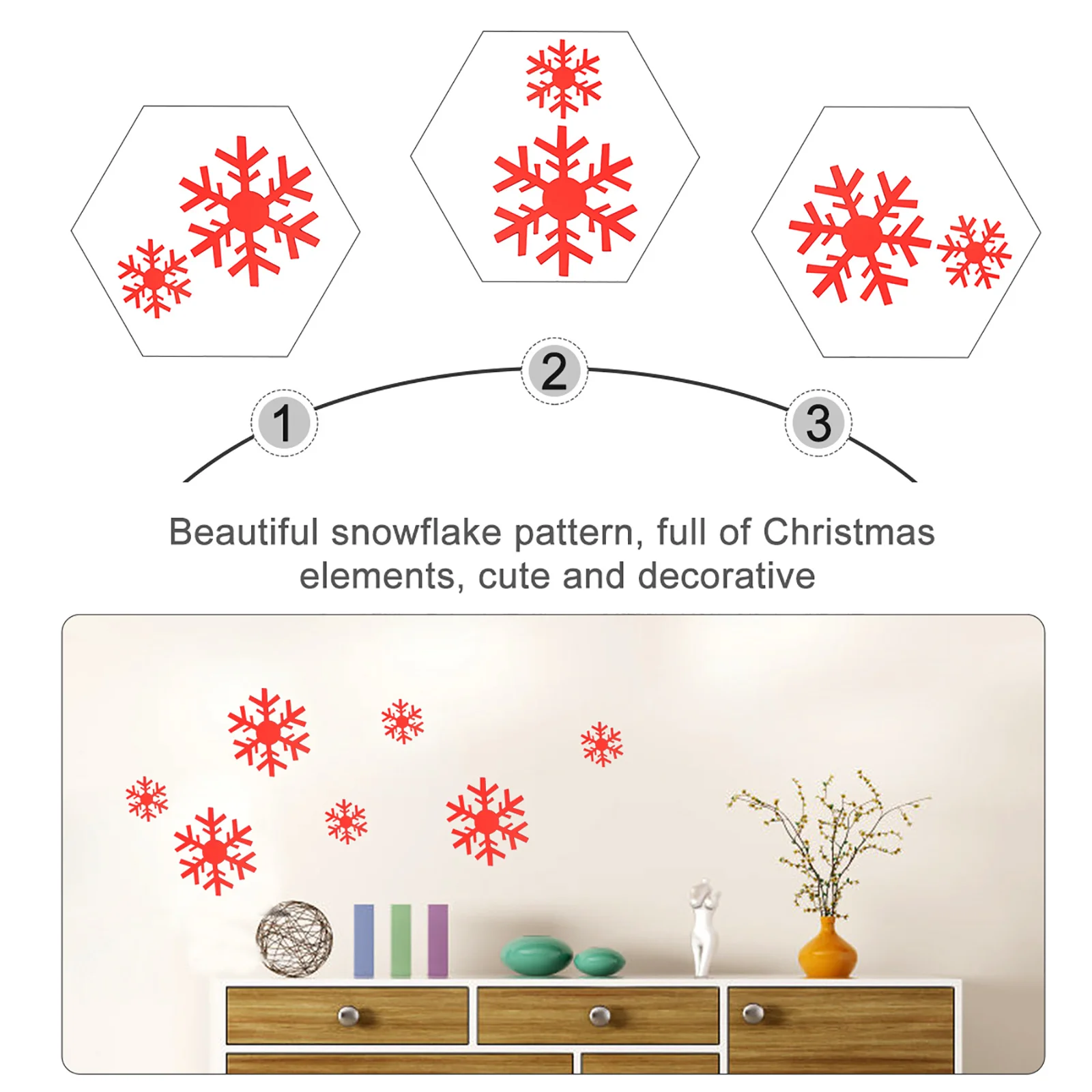 

15Pcs Mirror Wall Stickers Christmas Snowflake Pattern Removable Window Decals Decorative Wall Sticker Xmas Home Decoration