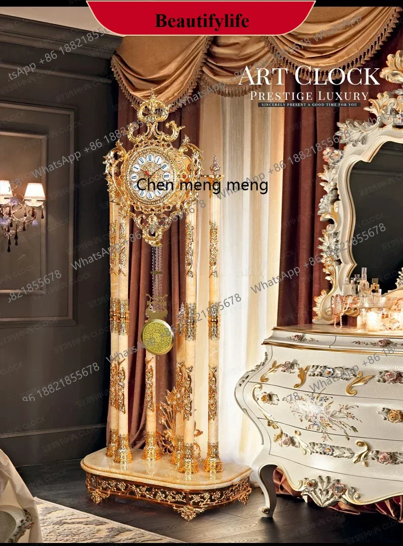 d178 European Floor Clock Topaz Standing Clock Luxury Villa Household Crystal Floor Clock