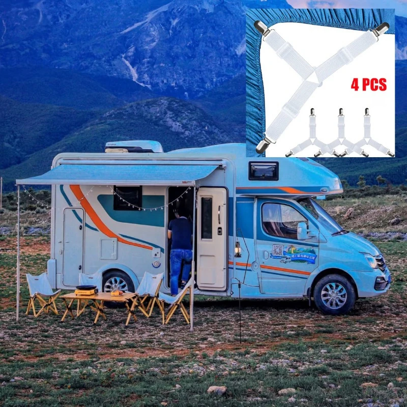 

4pcs Caravan Bed Sheet Blanket Holder clip Adjustable White RV Bedroom Bed Sheet Stretch Fixator Campervan Motorhome Accessory