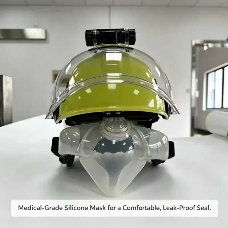 Integrated Powered Air-Purifying Respirator Helmet for Grinding Welding, with LED Light, Anti-Fog Face Shield Silicone Mask