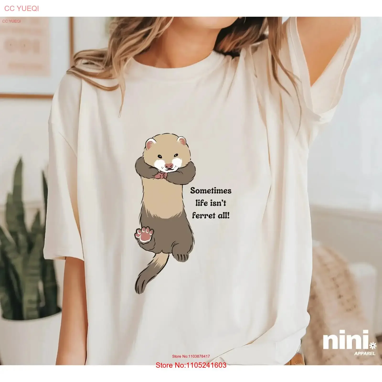 FerreT T Shirt Funny Animal Punny Racoon Meme Weasel Mom vintage Washed Top For Everyday Wear Soft graphic designer clothes