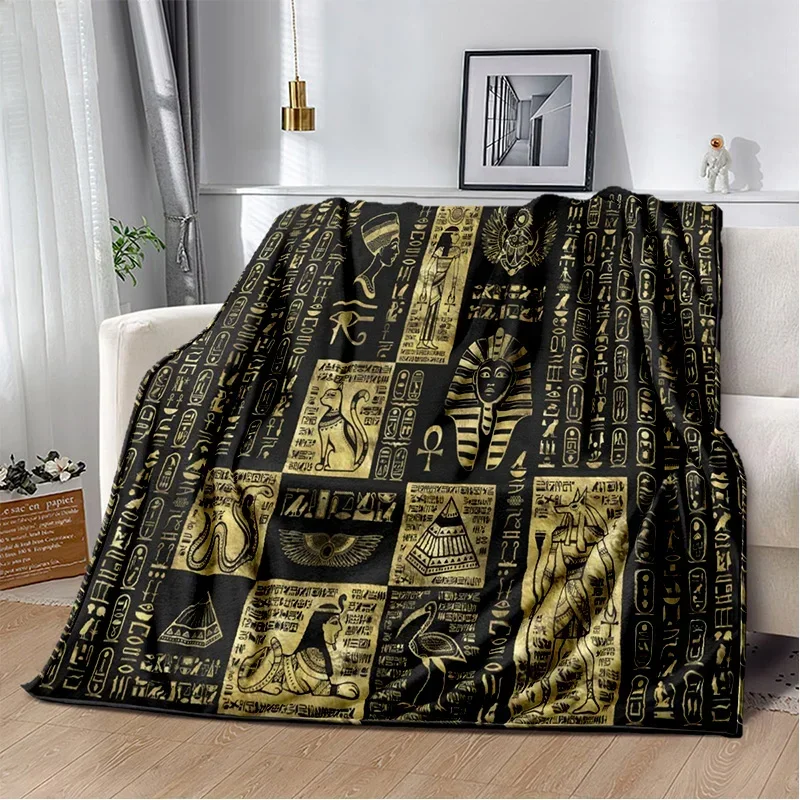 Ancient Egyptian Mythological Ideographic Sign Symbols Blanket,Soft Throw Blanket for Home Bedroom Bed Sofa Cover Blanket Kid