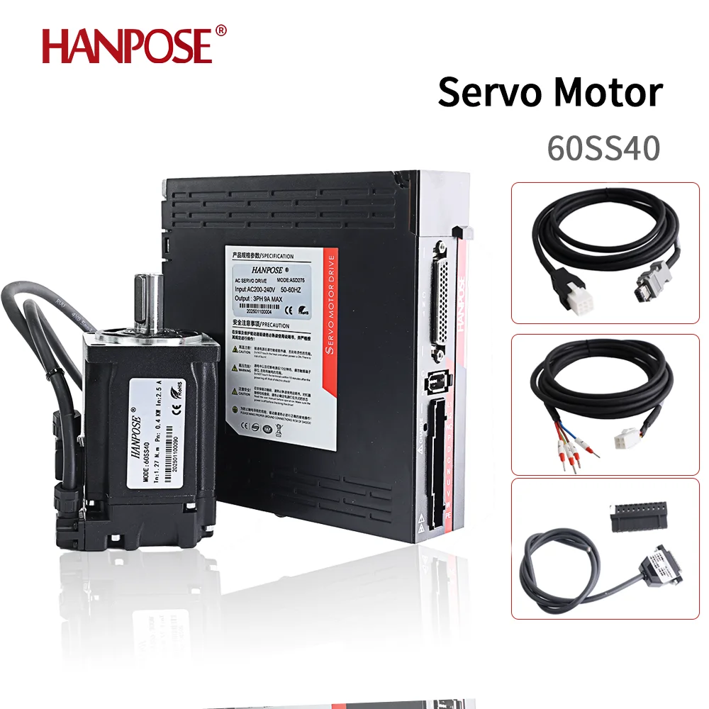 60SS40 2.5A 1.3N.m ASD240 Servo motor Drive kit AC200-240V+3M Encoder Cable For Servo Woodworking CNC Router AC Servo Motor 400W