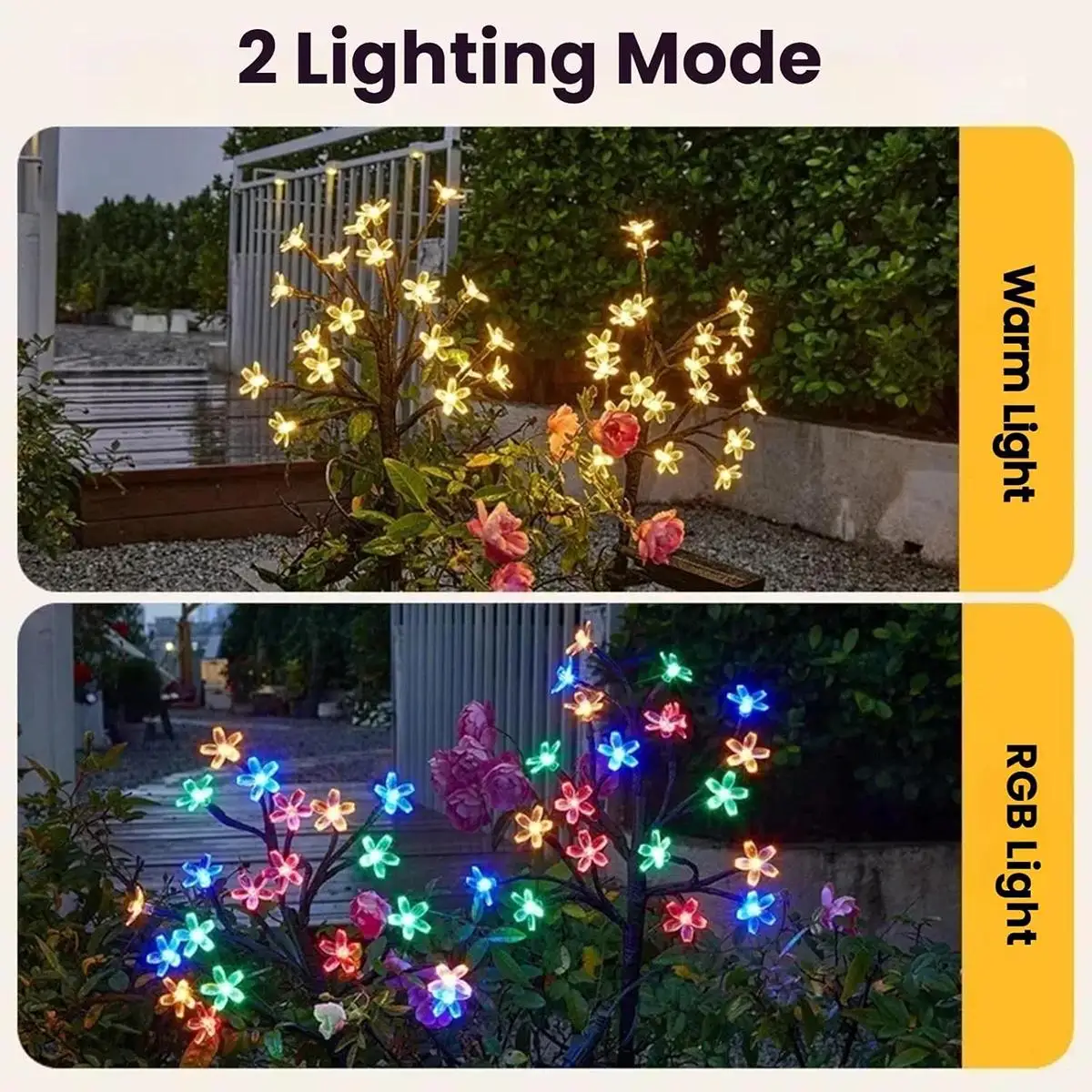 Solar Cherry Blossom Ground Lamp Waterproof Garden Powered Light Led Lights Landscape Flower Outdoor Atmosphere Pathway Lighting