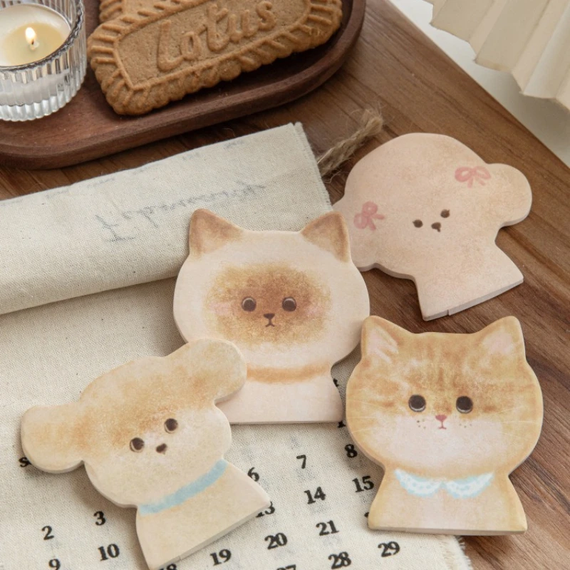 Kawai Fluffy ID Photos Cute Cats and Dogs Special Shaped Sticky Notes Student Handbook Material Message Sticky N Times Lovely
