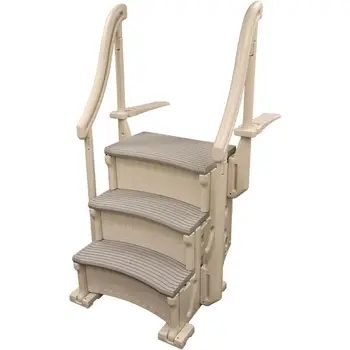 곡선형 매립형 수영장 계단 3단 진입 시스템 (핸들 2개 및 조절식 장착 브래킷 포함) - 베이스 스텝, 그레이 색상 10 best sales 계단 - №7