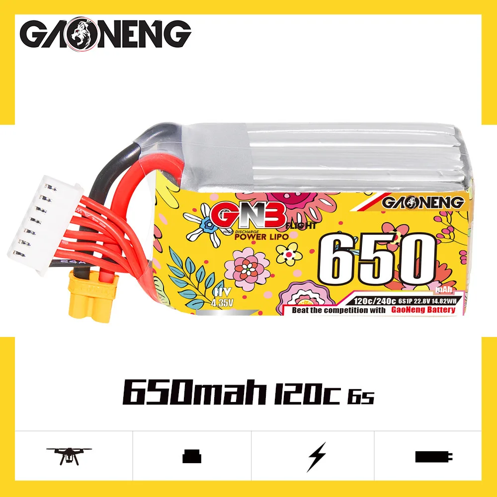 GNB 22.8v Rechargeable Battery 650mAh For RC Helicopter Quadcopter FPV Racing Drone Spare Parts 120c/240c 6s Lipo Battery