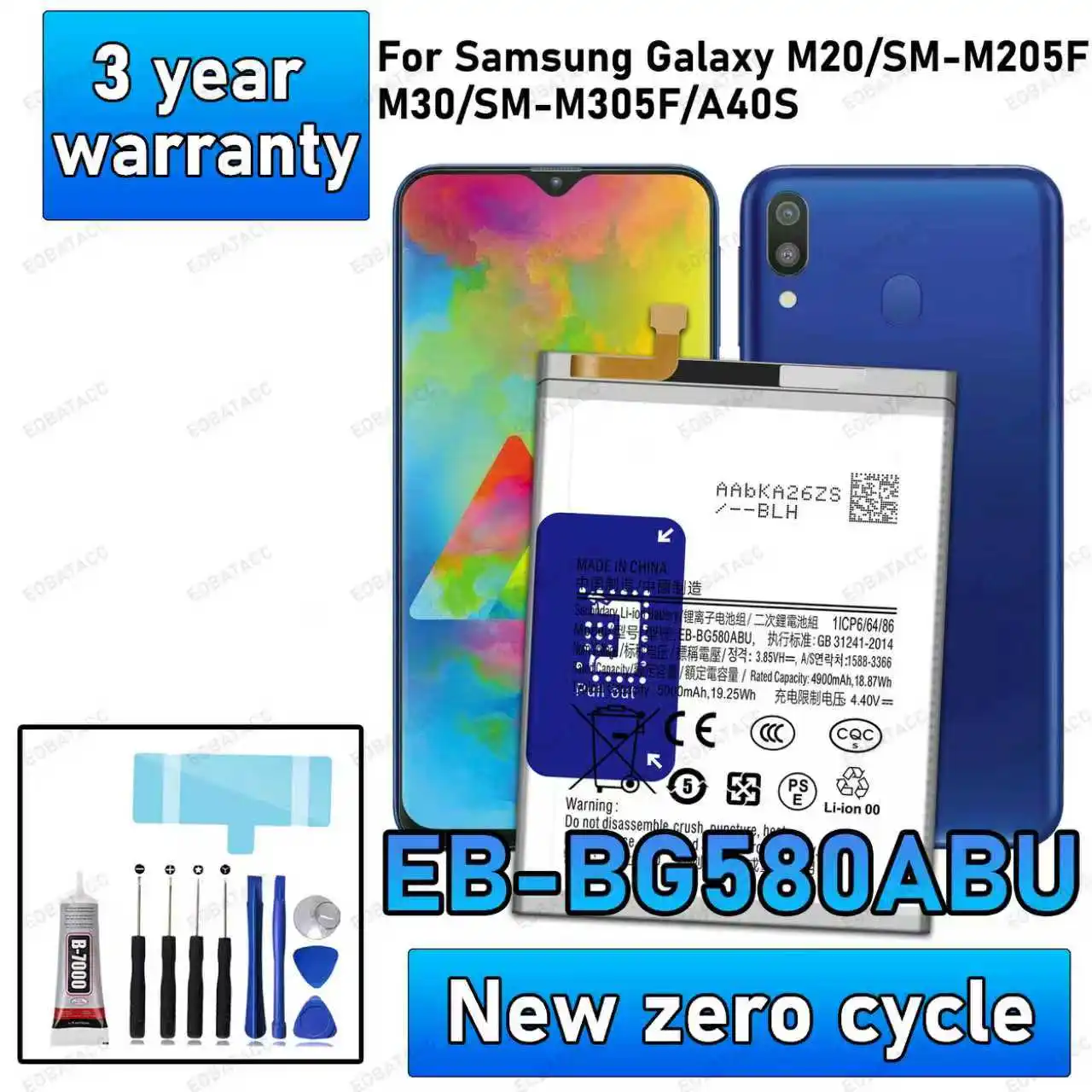 

100% New High Quality EB-BG580ABU Battery For SAMSUNG GALAXY M20/SM-M205F/GALAXY M30 Replacement Batteria +Free Tools