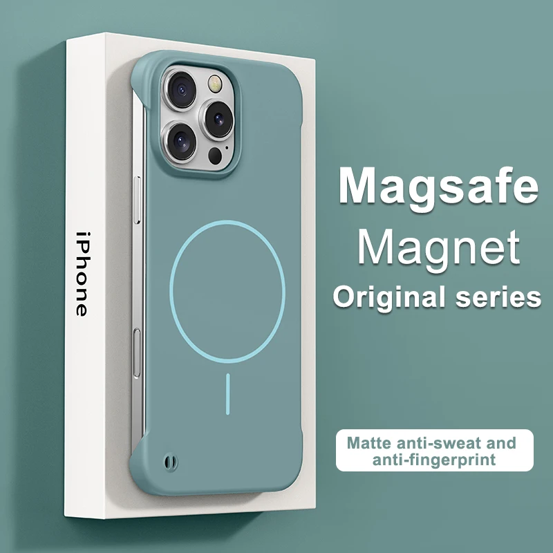 

Ультратонкий безрамный чехол для iPhone 16, 14, 13, 12, Pro Max 16 Plus для Magsafe, магнитное беспроводное зарядное устройство, чехол для телефона, чехол Capa Shell