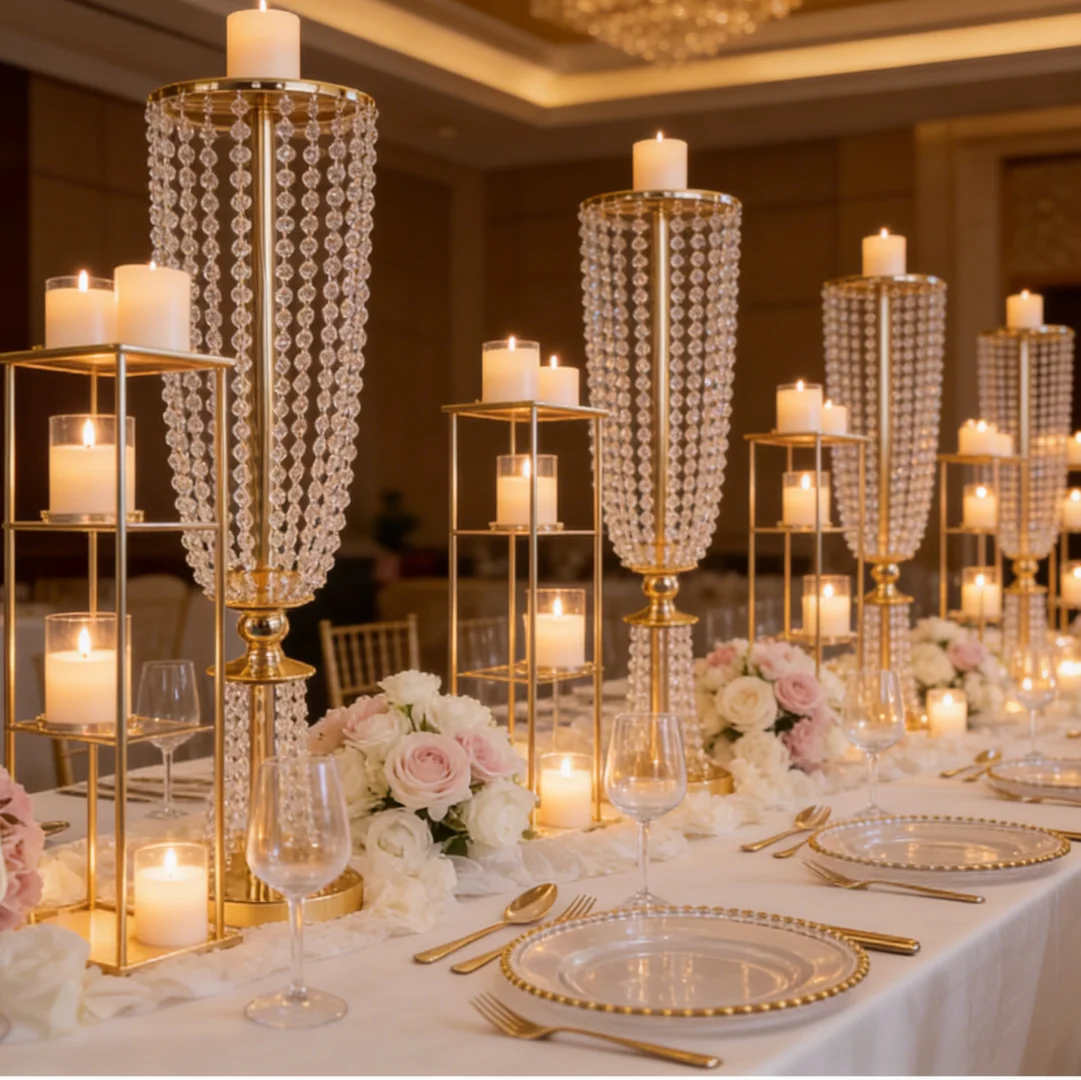 5/10pcs 60-100cm gold/sliver Centerpieces & Table Decor Metal Flower Stands Backdrop Stand Display Tall Chandelier Pedestal