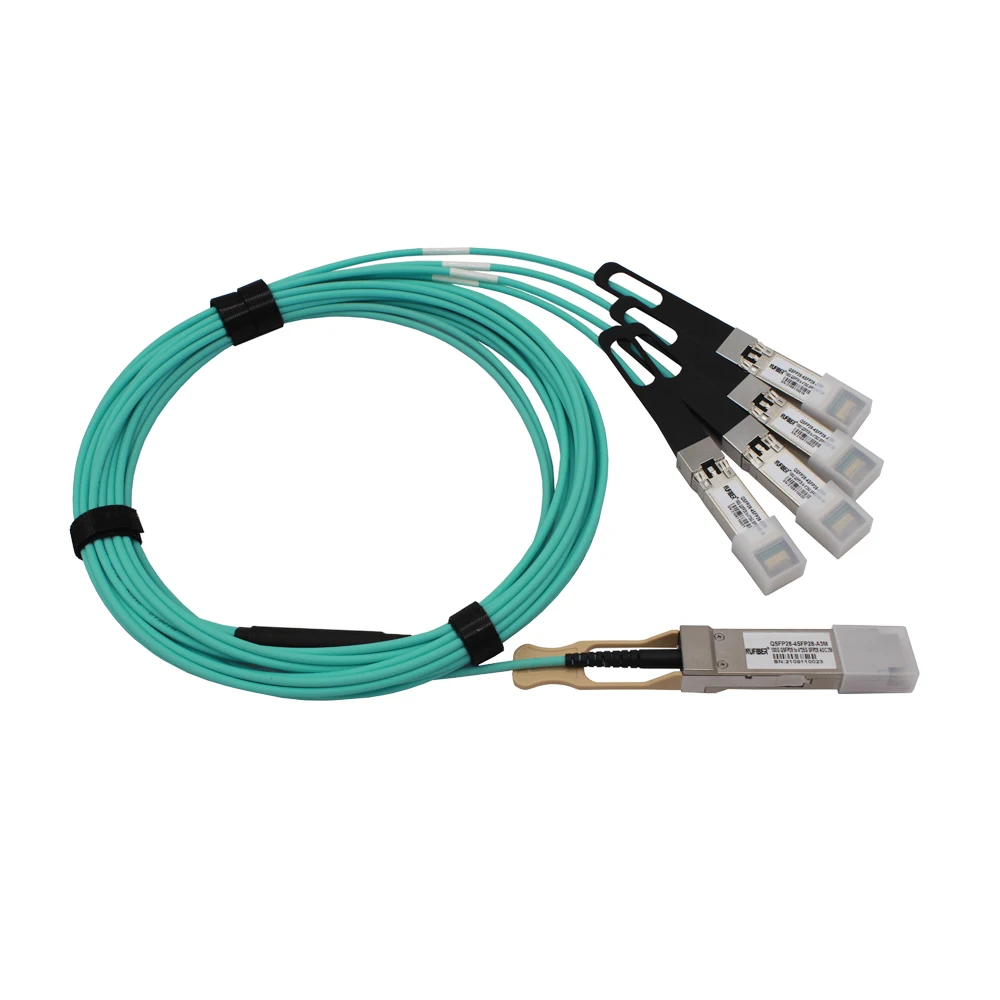 

QSFP28-40G-AOC1M QSF28 ДО 4SFP28 AOC 1/2/3/5/7/10/15M Активный оптический кабель OM3 Длина 40G AOC для центра обработки данных