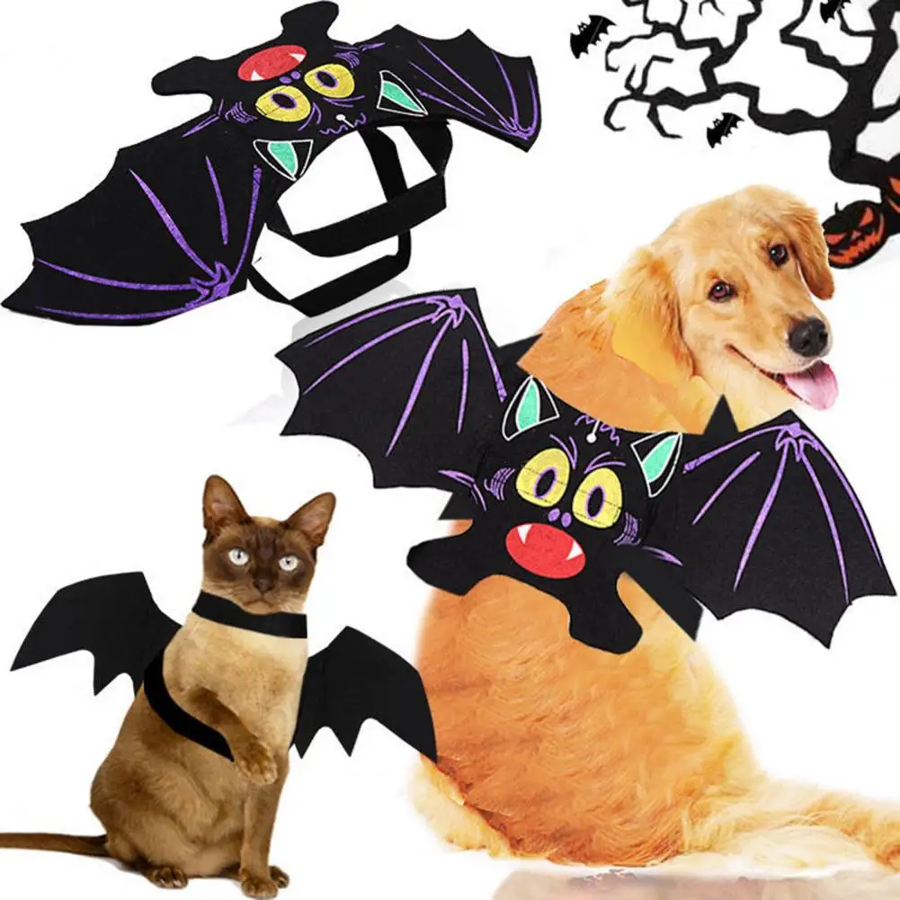 

Halloween Bat Wings Pet Costume Colorful Printed Fastener Tape Easy to Wear Adjustable for Dogs Cats