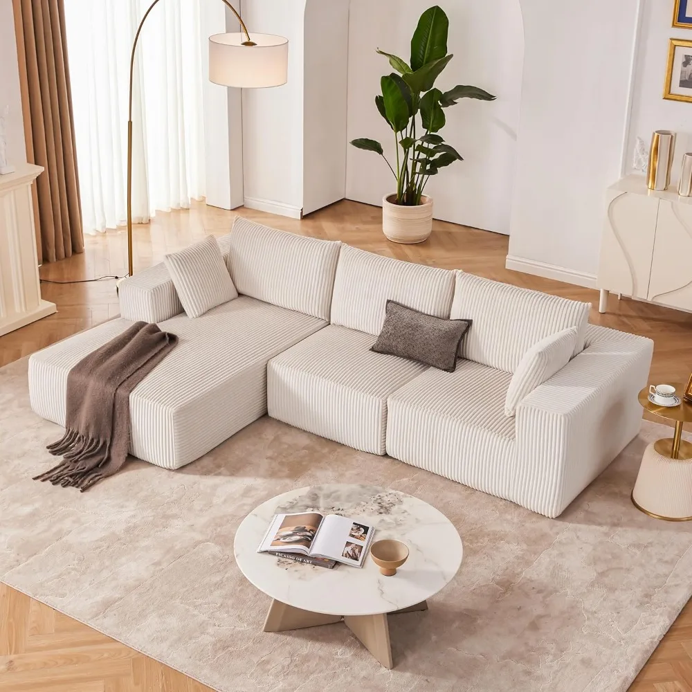 108” Modular Sectional Sofa, Cloud Sectional Couch with Deep Seat, Modern Modular L-Shape Sofa Couch with Chaise