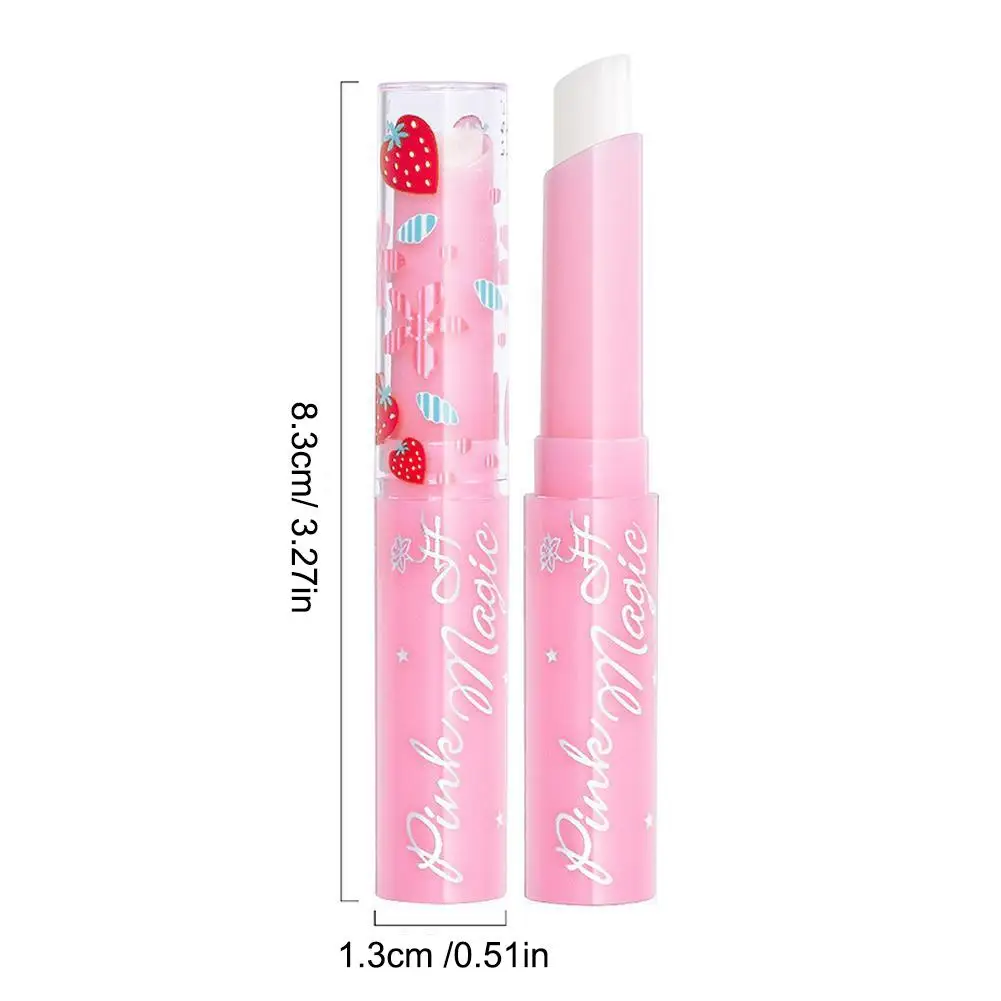 Lápiz labial de fresa, bálsamo labial hidratante de larga duración, 3 piezas, nutritivo, mágico, cambio de Color, resistente al agua, brillo labial, maquillaje mate