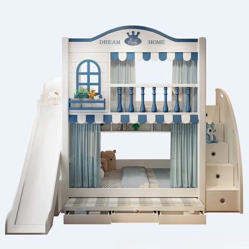 Children's bed Up and down bed High guardrail bunk bed Boys and girls household  Bunk Combination with slide