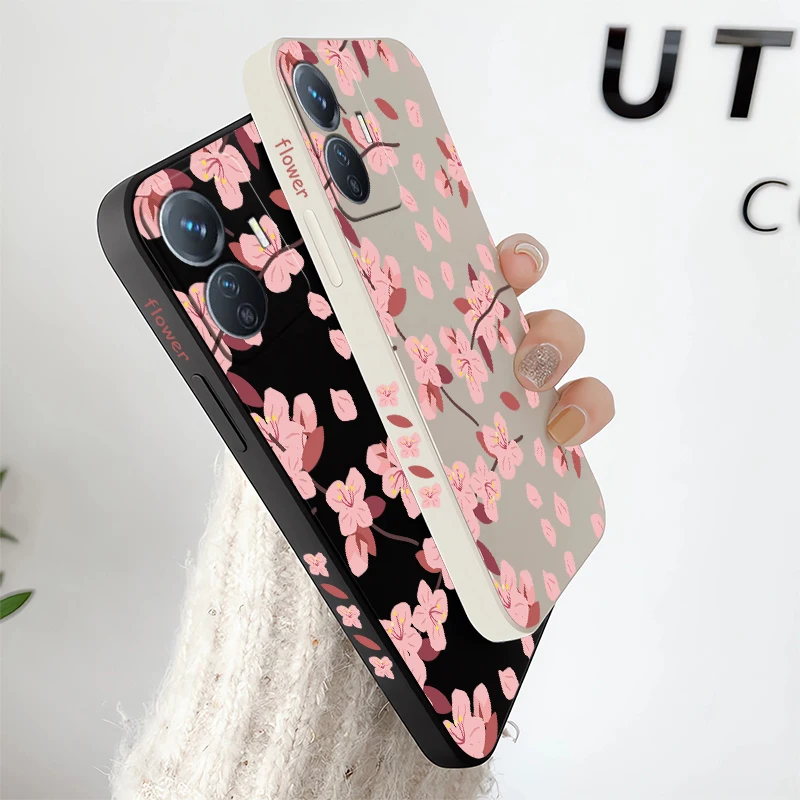 Bloemen Schilderen Telefoon Case Voor Vivo Y200 Y400 5G Y100 Y72 Y53S Y52 Y51 Y39 Y35 Y33S Y31 Y29 Y27 Y28 Schokbestendig Zachte Matte Cover