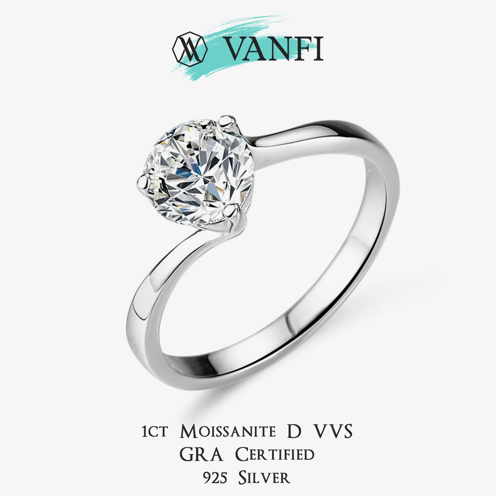 

KFVANFI 1CT сертифицированное женское кольцо с муассанитом s925, серебро, белое золото, классическое обручальное кольцо для свадьбы, банкета, роскошные ювелирные изделия