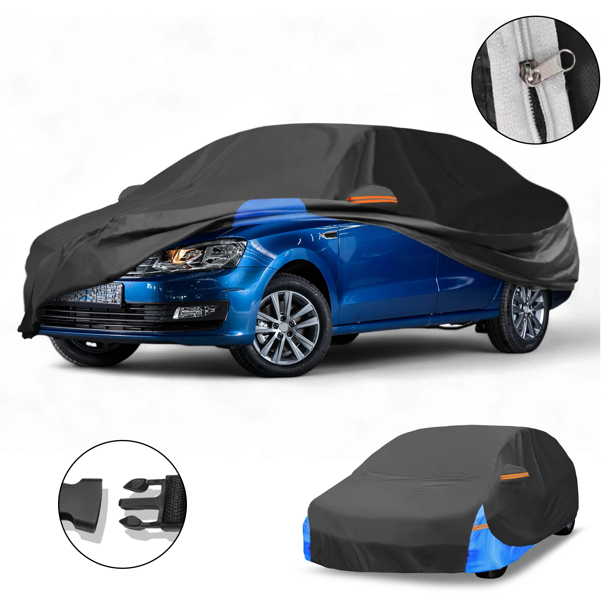 

Motoforti All-Weather Waterproof Car Cover - UV-Resistant Outdoor Full Exterior Protection for Volkswagen Polo Hatchback 210D-PU