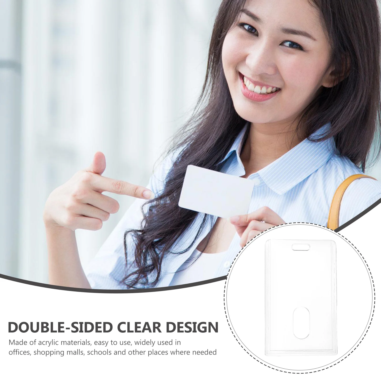 

6pcs ID Badge Holder Clear Card Sleeves Acrylic Protective Cover for Office Game Photo Bus Library Cards
