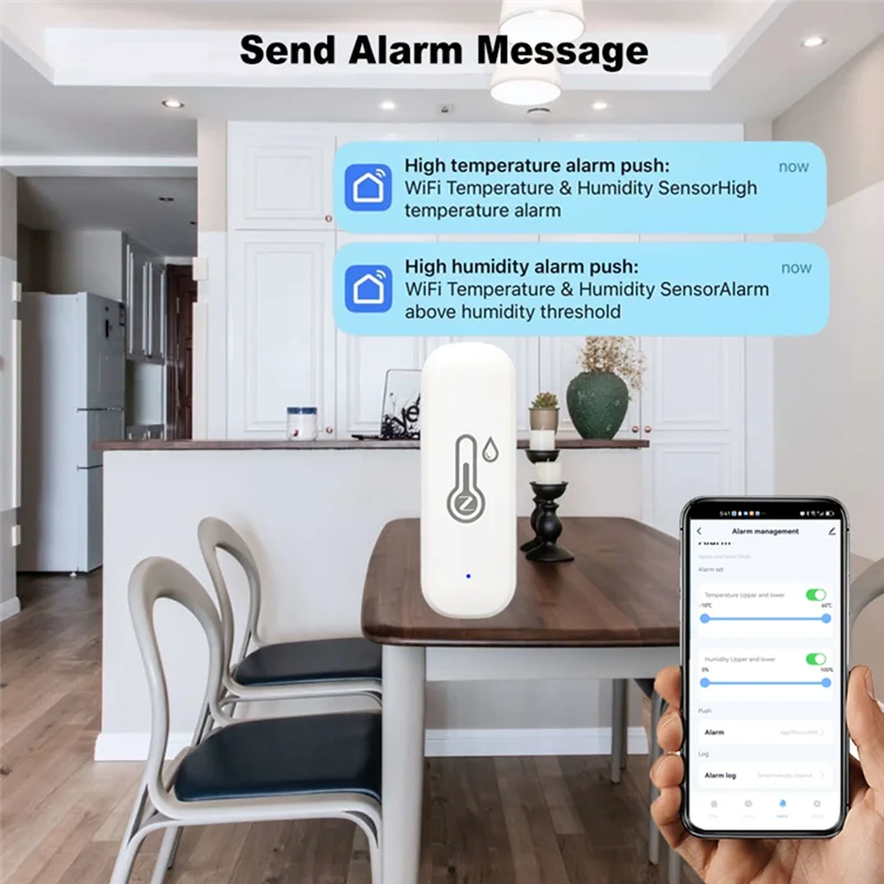 Plastic Temperature Humidity Sensor Indoor Hygrometer APP Remote Real-Time Monitoring Works With Alexa Google-A25R