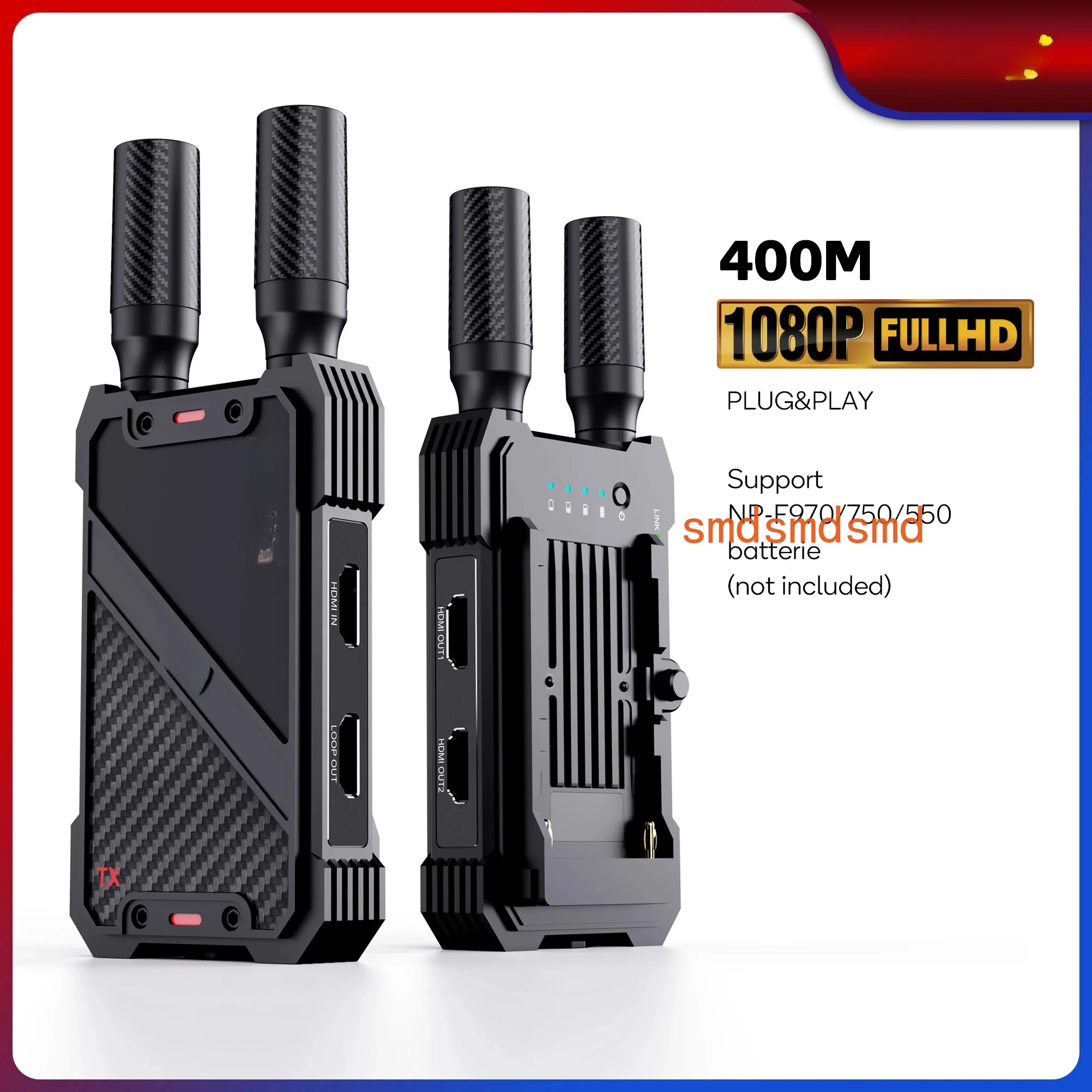 HDMI Wireless Extender Kit Video Transmitter Receiver for Live Church Home Gaming Cameras Supported with NP-F Series Batteries
