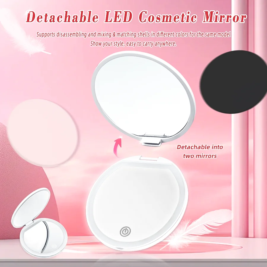 2-in-1 Detachable Frosted LED Mirror 2/5/20x Magnifying Cosmetic Mirror Portable Travel Size
