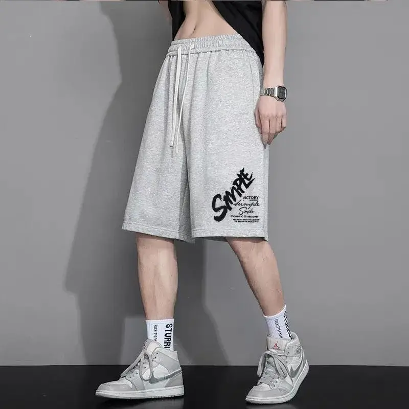 

Летние шорты большого размера, мужские свободные трендовые брюки с пятью точками, тонкие повседневные спортивные популярные модные брюки из хлопка