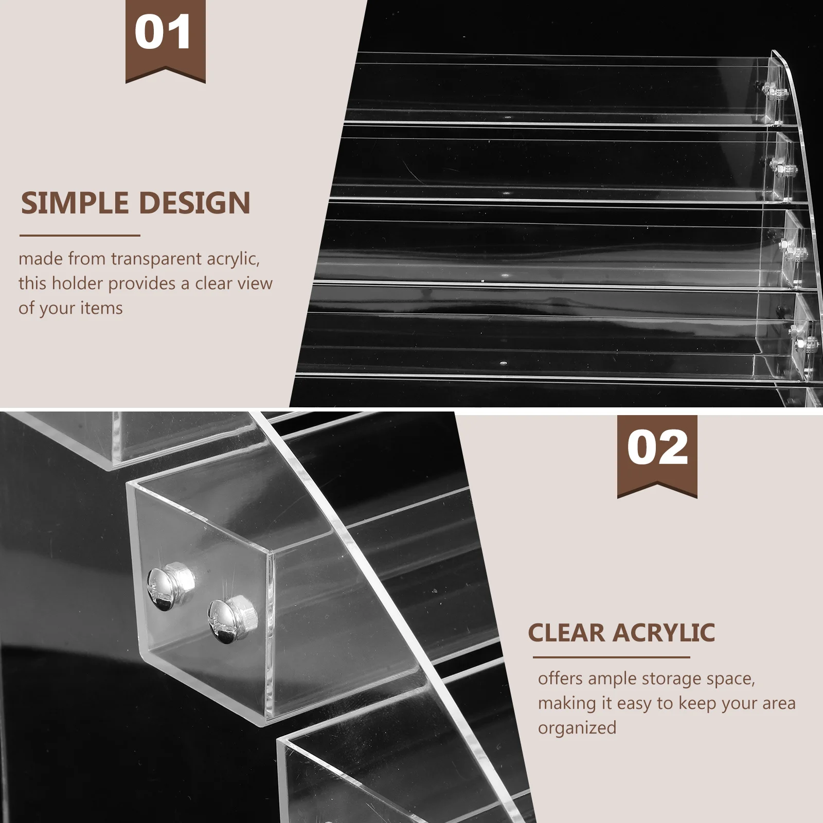 حامل عرض مكتبي مكون من 5 طبقات من الأكريليك الشفاف لتذاكر السحب وكتيبات بطاقات المعايدة وحامل منظم قابل للتركيب على الحائط #4