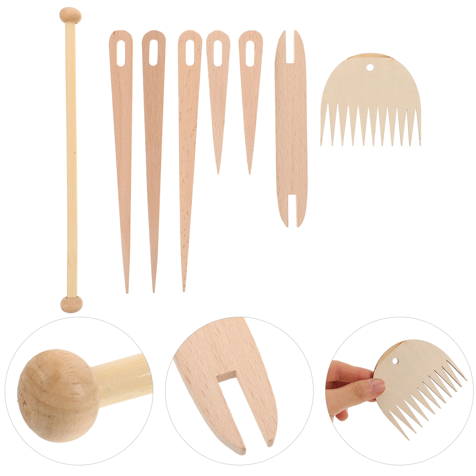

8pcs Weaving Tool Kit Wooden Knitting Needle Stick Set H crafts Supplies Tapestry Making Tools Portable Lightweight