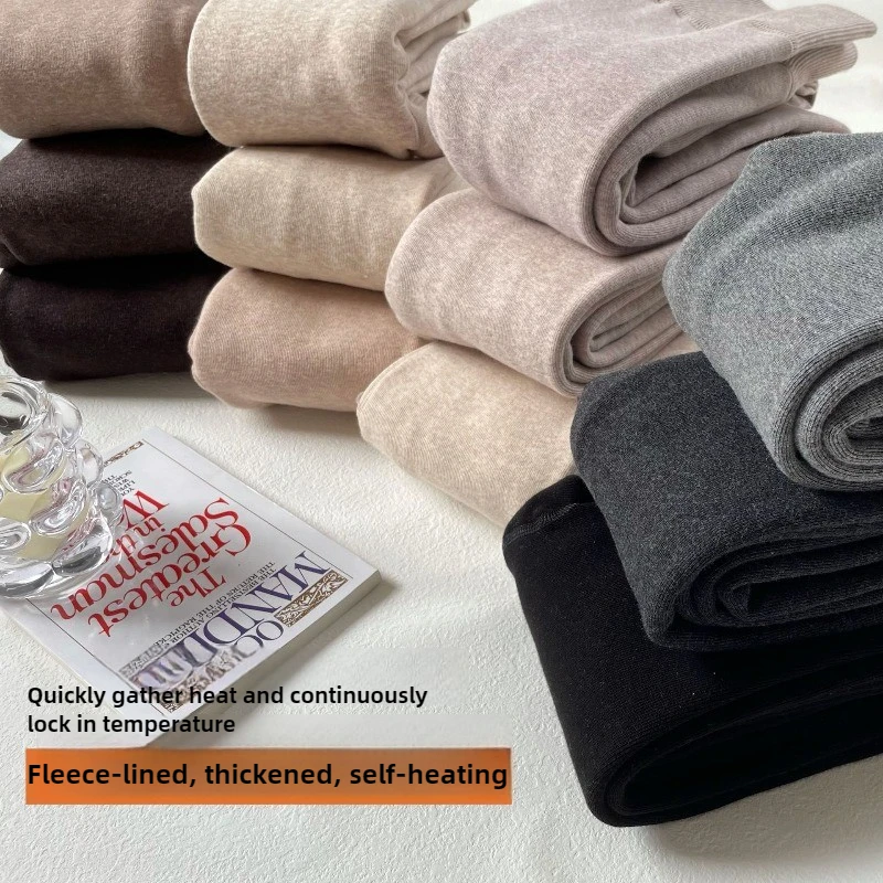 الخريف والشتاء المخملية سميكة 1800D الدافئة ذاتية التدفئة القهوة الملونة الشوفان طماق، رقيقة يخطو جوارب طويلة لباس خارجي #3