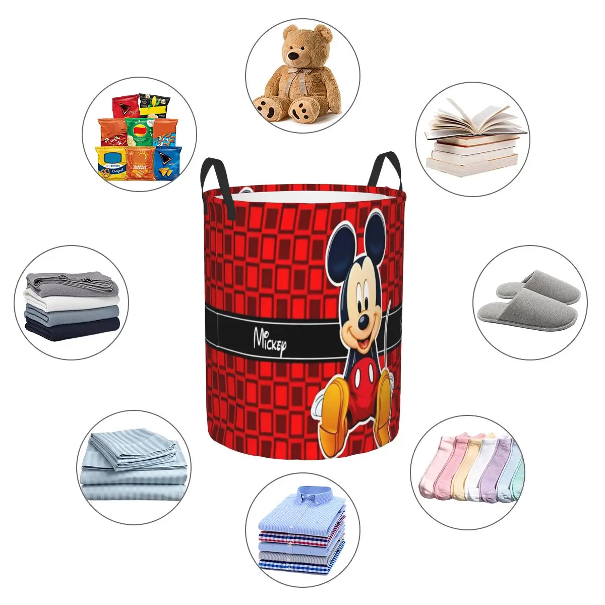 Disney Mickey Mouse Minnie Decor Kid's Toys Baskets Hamper Decorative Storage Bin Basket for Playhouse