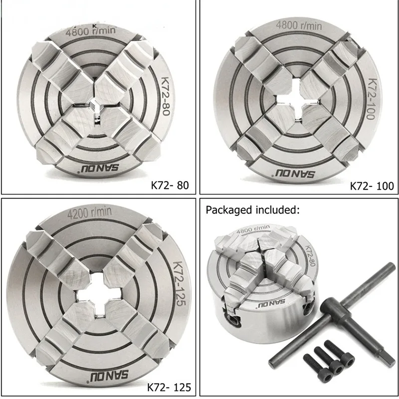 Lathe Chuck 80mm SANOU 4 Jaw Independent Chuck Mini Lathe Chuck K72-80 For Mini Lathe