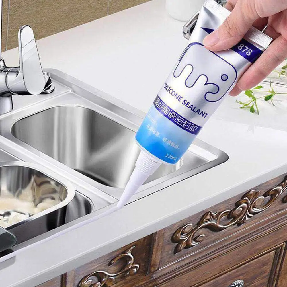 120ml Multipurpose Silicone Sealant Waterproof Caulk Seal Mouldproof Fast Drying Beautify Sewing Adhesive for Kitchen Bathroom