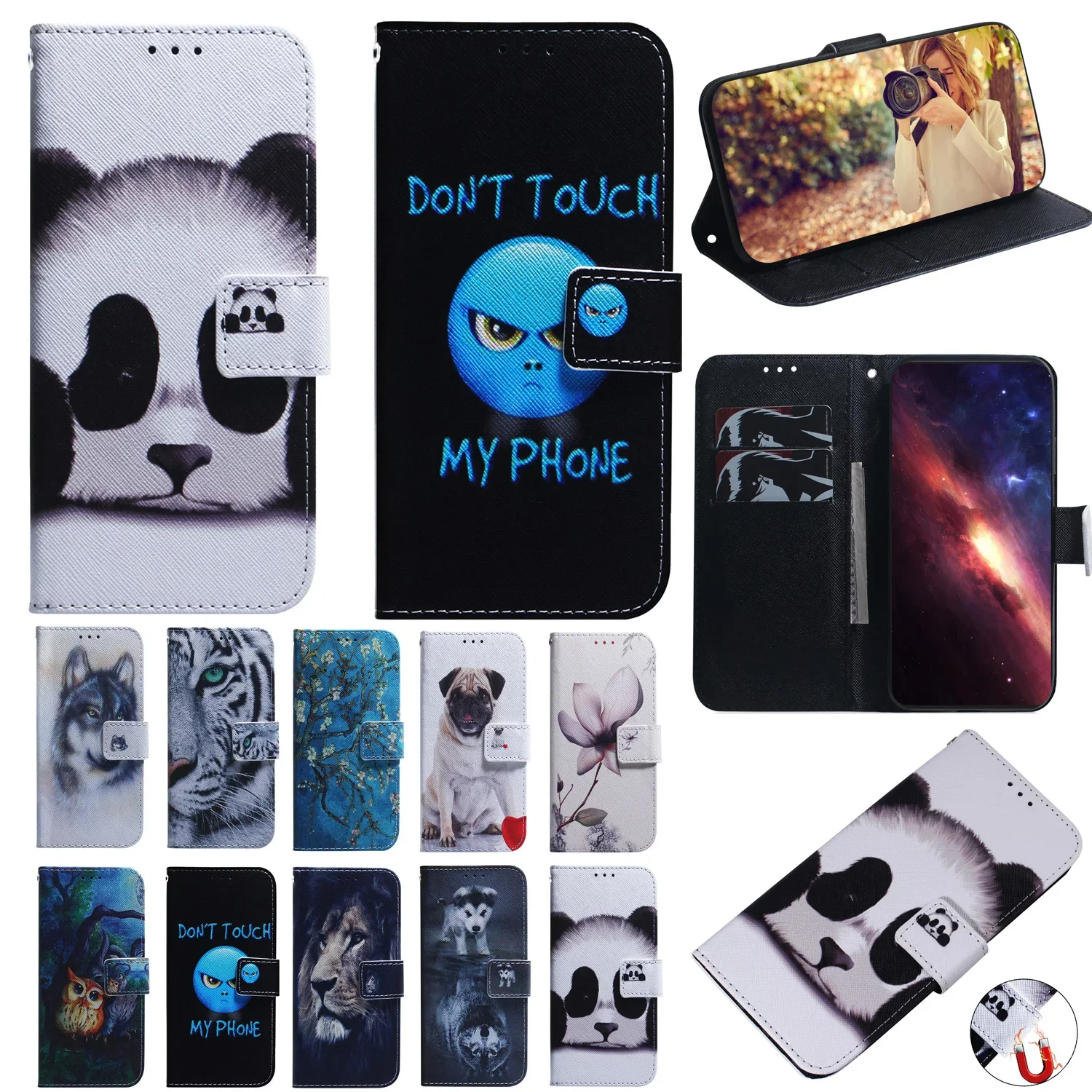 

Stand Flip Wallet Case For Oneplus CE 3 2 CE4 Lite 5G Nord 3 2T N30 SE N20 SE 4G ACE 2v N20 N200 5G Painted Protect Phone Cover