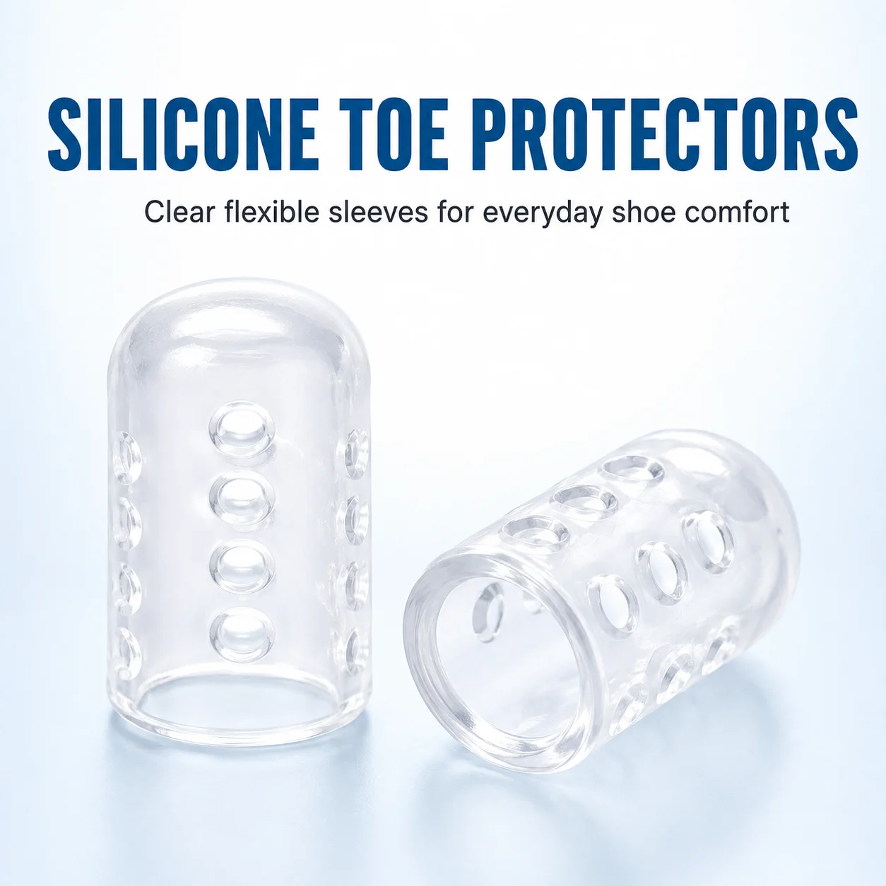 Transparent Silicone Gel Little Toe Protector Caps, Stretchable Perforated Sleeves for Cushioning Against Friction, 1-40 Pieces