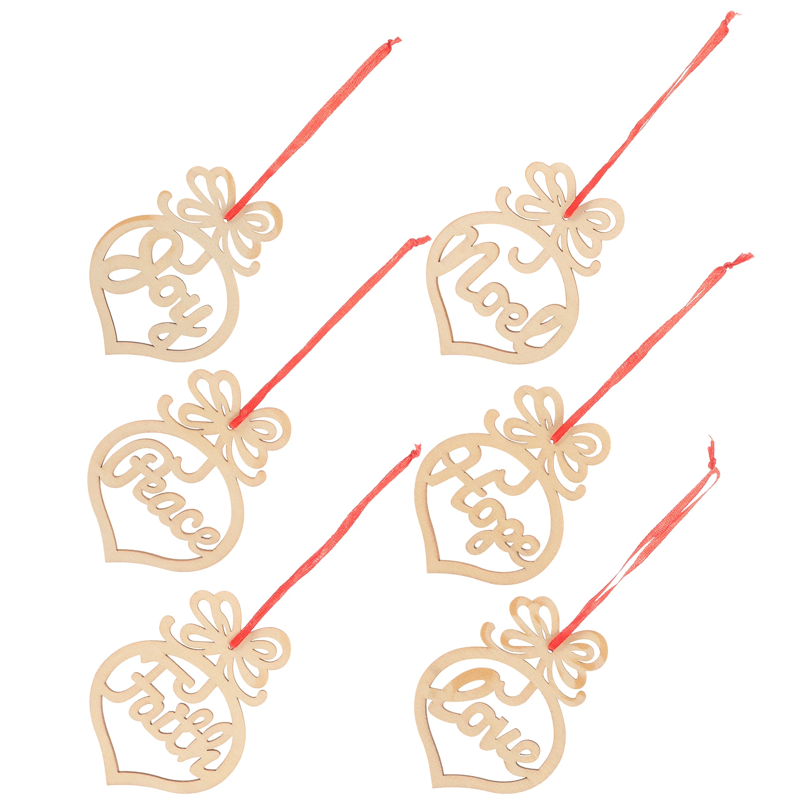 

6Pcs Christmas Wooden Hearts Crafts Unfinished Wood Cutouts Xmas Decoration Pieces